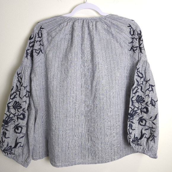 PPLA Clothing Socialite‎ Woven Boho Embroidered V neck Grey Blouse Top S - Picture 4 of 13